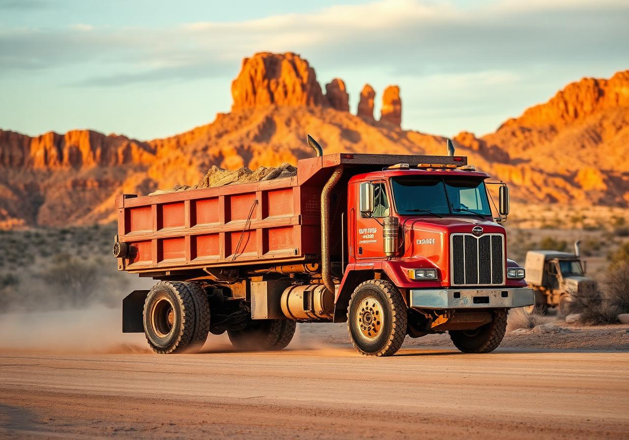 Heavy duty hauling truck on Arizona desert road